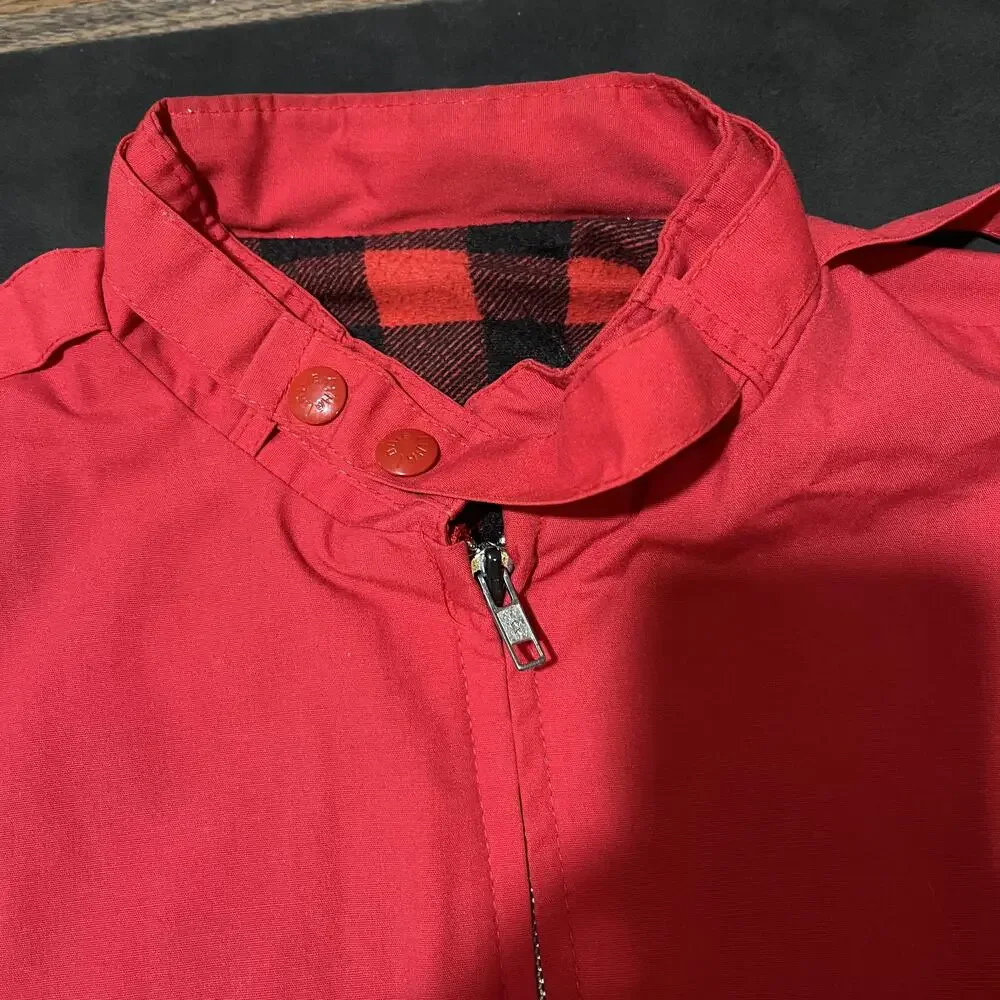 King Louis Vintage Bomber Jacket Cafe Racer 70s Buffalo Plaid Harrington USA